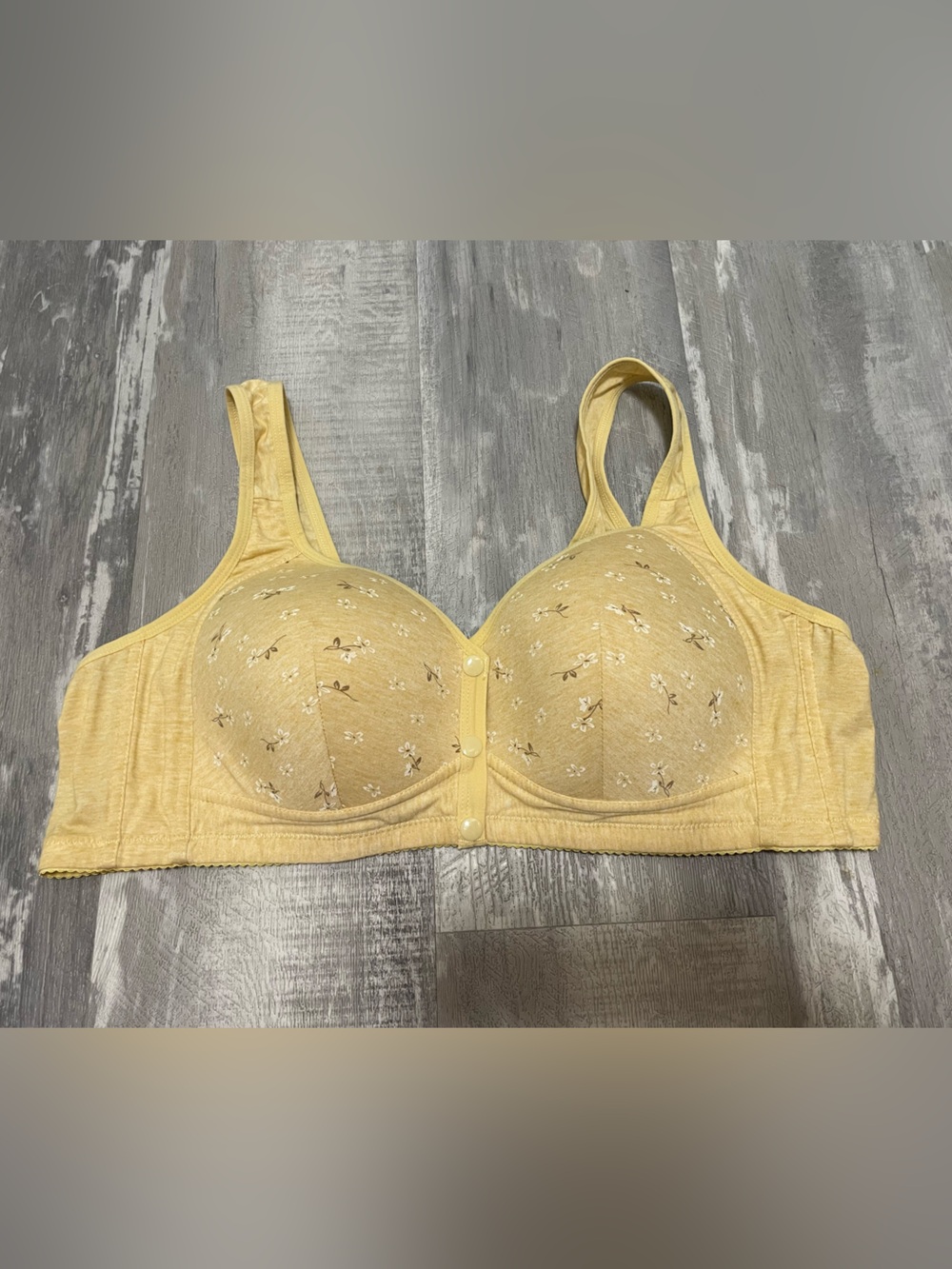 Soft Cup Front-Closure Yellow Floral Bra